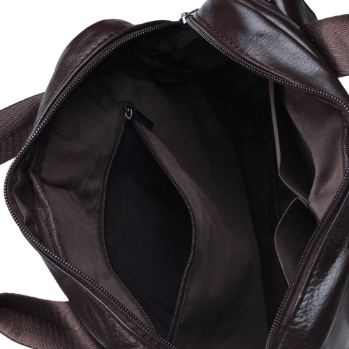 Мужская сумка через плечо Borsa Leather коричневая (K18863-brown): Застежка Молния