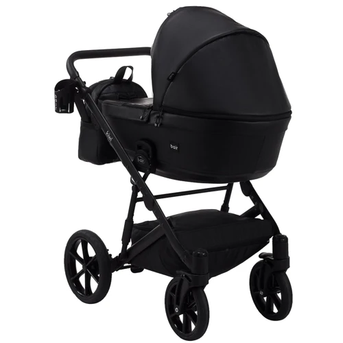 Коляска 2 в 1 Bair Kiwi кожа 100% BK-15 черный фото 7