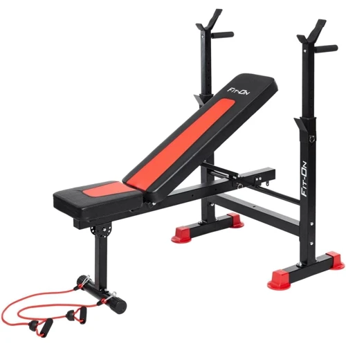 Скамья для жима и пресса Fit-On FN-S101 + штанга и гантели 135 кг 2110-0026