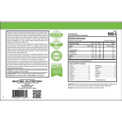Протеїн Scitec Nutrition 100% Plant Protein 900 g /30 servings/ Chocolate Praline: Вид Горохові