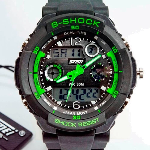 Наручные часы Skmei S-Shock Green 0931: Тип циферблата Комбинированный (аналого-цифровой)