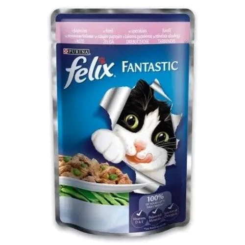 Влажный корм для котов Felix Fantastic с форелью и горошком в желе 85 г (7613034441904)
