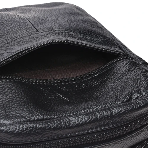 Чоловіча сумка планшет Borsa Leather чорна (K11027-black): Фактура матова, Зерниста