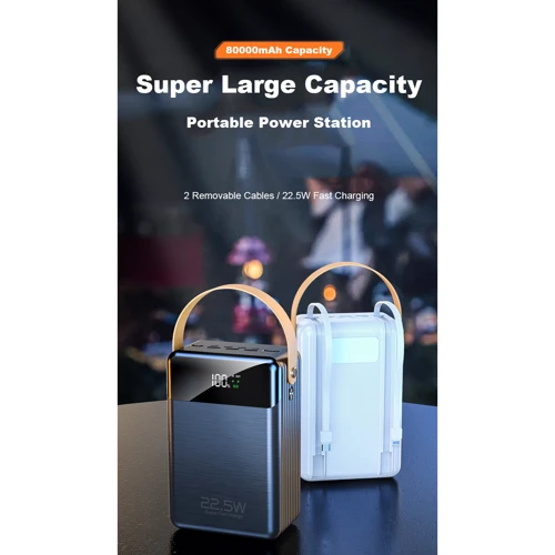 Внешний аккумулятор Lunatik Power Bank 80000mAh with Cable USB-C + Lightning PD3.0 22.5W Black (DPD80)