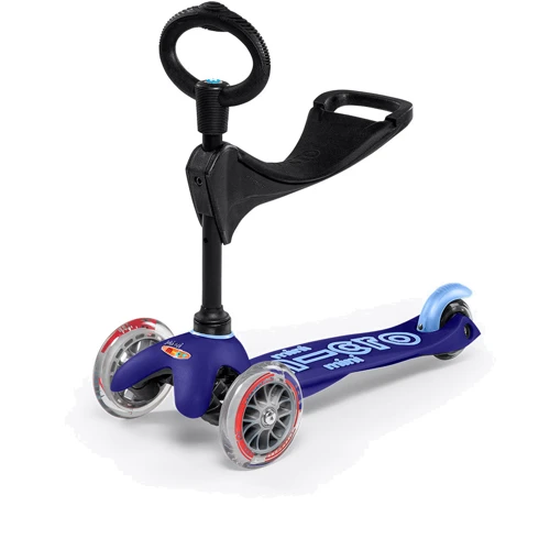 Самокат MICRO серії Mini 3in1 Deluxe - Синій (до 50 kg, до 20 kg з сидінням, 3-х кол.) (MMD014)