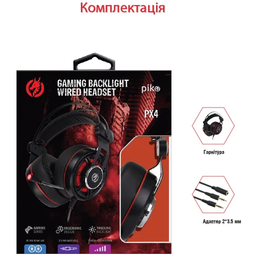Наушники Piko PX4 Black: Тип крепления оголовные
