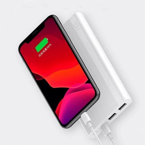 Внешний аккумулятор Xiaomi ZMI Power Bank 10000mAh 18W 2хUSB+USB-C White (JD810): Встроенный кабель нет