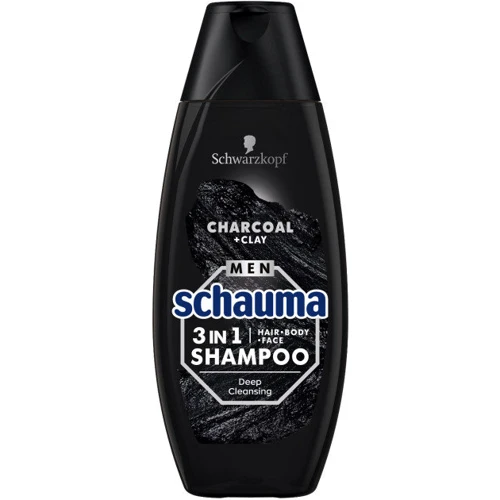 Schauma Men shampoo 3 in 1 Coal and volcanic clay 400 ml Шампунь для мужчин 3 в 1 Уголь и вулканическая глина