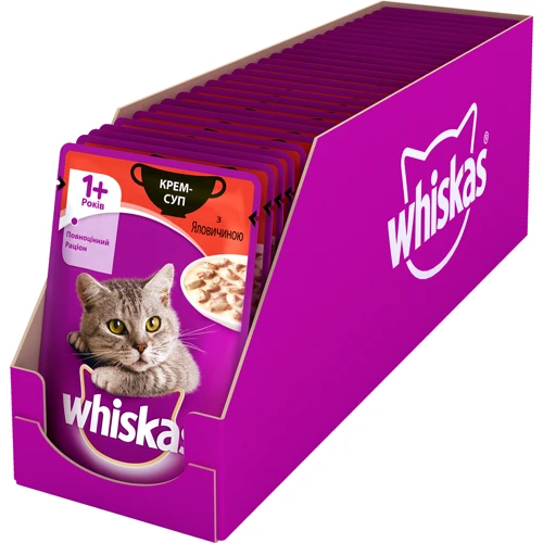 Влажный корм для котов Whiskas крем-суп с говядиной 85г (4770608255442): Вес упаковки 85 г