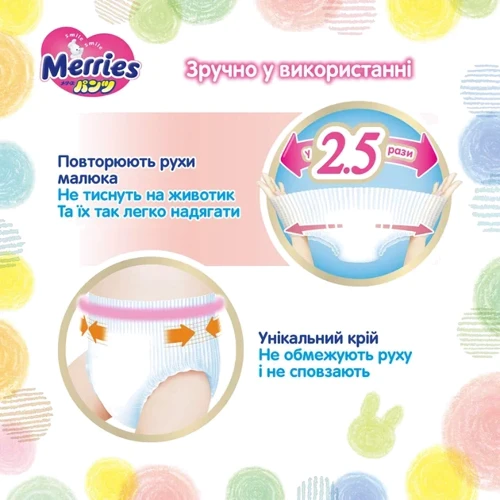 Трусики-подгузники Merries размер M 6-11 кг 66 шт (4901301419019) фото 6