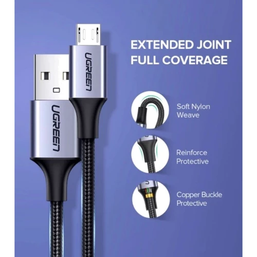Кабель Ugreen Aluminum Braid USB Cable to microUSB 1m Black (60146) фото 6