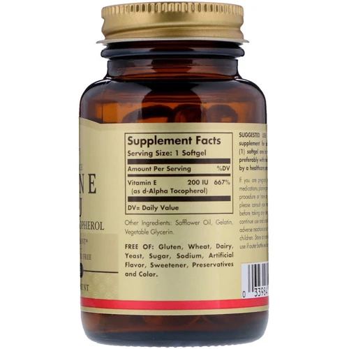 Solgar Natural Vitamin E, 200 IU, Pure d-Alpha Tocopherol, 100 Softgels: Тип вітамін E