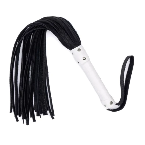 Флоггер из комбинированной кожи Flirty COMBO Leather - Black & White, BM-00029