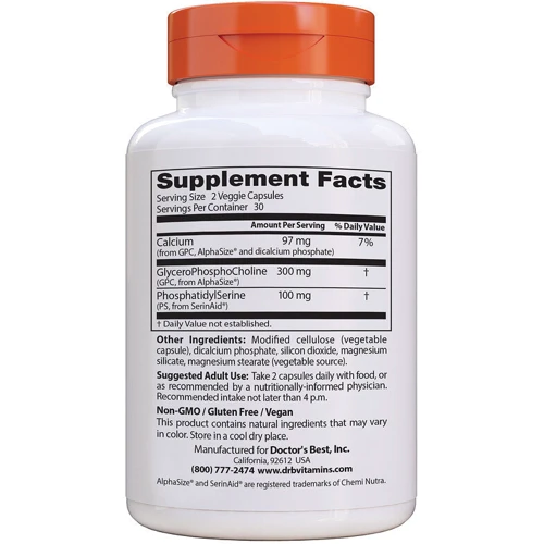 Doctor's Best Natural Brain Enhancers wtih AlphaSize and SerinAid, 60 Veggie Caps (DRB-00214): Форма выпуска Капсулы