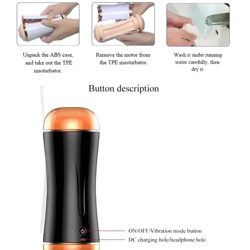 Мастурбатор с двумя входами и вибростимуляцией BOSS Vibrating Masturbation Cup USB 10 function + Interactive Function, BS6300030