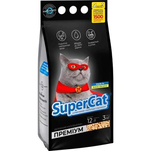 Наполнитель Super Cat Премиум древесный 3кг (4820082490232)