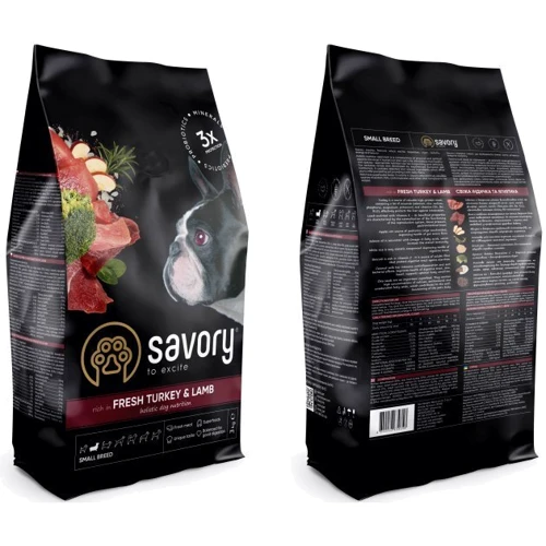 Сухий корм Savory для собак малих порід зі свіжим м'ясом індички і ягнятиною, 3 кг (4820232630358): Тип Сухий корм