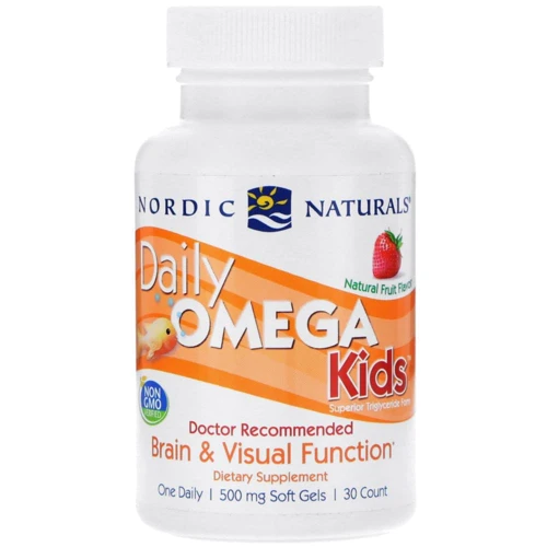 Nordic Naturals Daily Omega Kids 500 mg 30 Soft Gels Natural Fruit Flavor Омега для дітей з фруктовим смаком