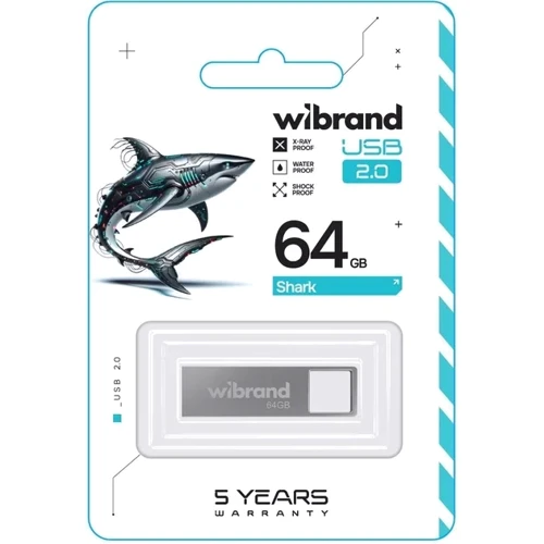 USB-флешка Wibrand 64Gb Shark USB 2.0 Silver (WI2.0/SH64U4S): Стандарт USB USB 2.0