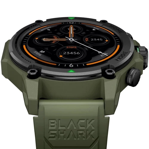 Смарт-часы Black Shark GS3 Green (UA): Фитнес-функции Пульсометр, Пульсоксиметр, Шагомер, Подсчет калорий, GPS-модуль