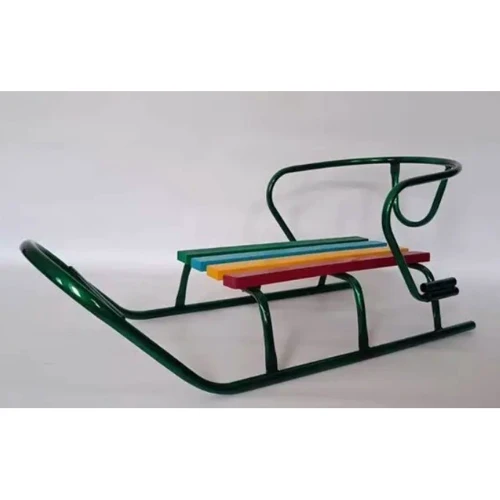 Санки Люкс Класик круглі полозья зелені без ручки (123596)