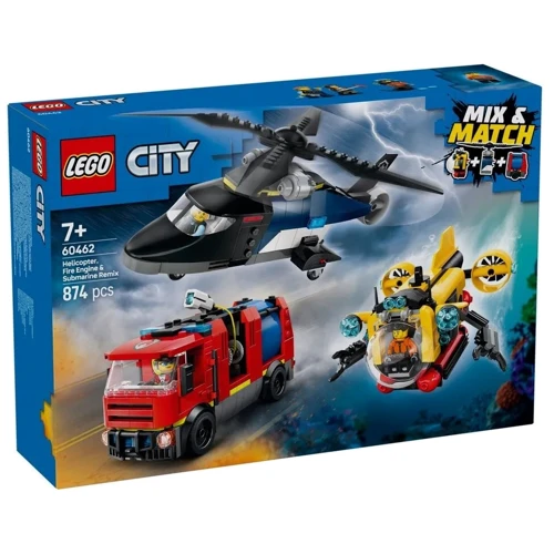 Конструктор LEGO City Ремикс вертолетов пожарных машин и подлодок 874 детали (60462)