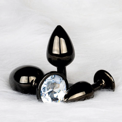Металлическая анальная пробка Ouch! Heart Gem Gunmetal - Diamond, М