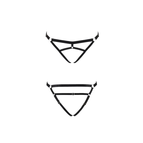 Трусики стринги из стреп KELIS THONG black L/XL - Passion Exclusive