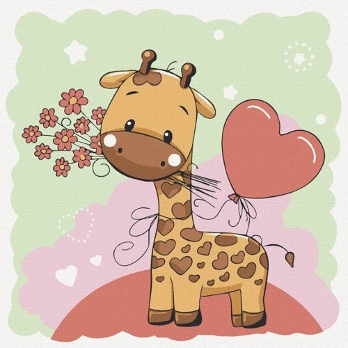 Картина по номерам Art Craft Жирафик с цветами 30х30 см (15531-AC)