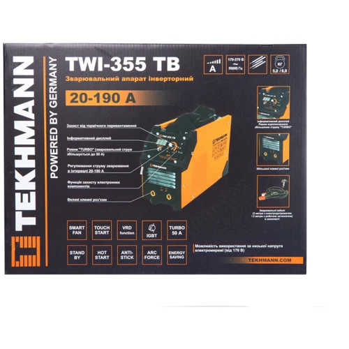 Сварочный апарат Tekhmann TWI-355 TB: Диаметр сварочного электрода, мм 1.6 - 5