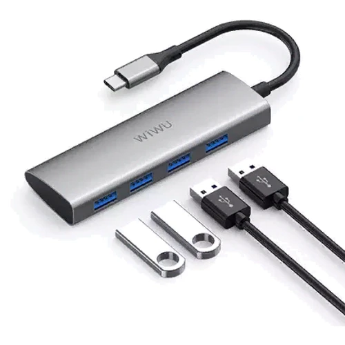 Адаптер WIWU Adapter Alpha 440 USB-C to 4xUSB Space Grey: Колір сірий