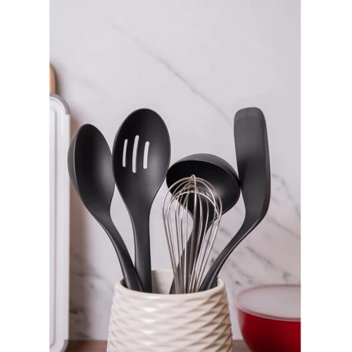 Кухонний набір Набір кухонного приладдя з керамічною підставкою KitchenAid Classic, 6 предметів, чорний/білий (KQG561BXOBE)