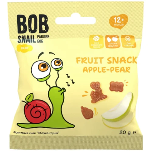 Фруктовий снек Улитка Боб Fruit Snack Яблуко-груша 20 г (1740851) фото 6