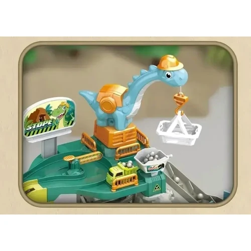 Трек для машинок (музыка, подвижные детали, динозавры, машинки, кран-динозавр) (T912A)