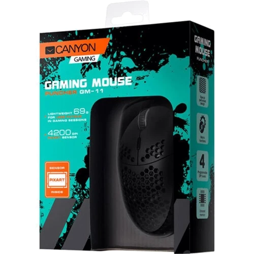Мышь Canyon Puncher GM-11 Gaming Black (CND-SGM11B): Длина кабеля 1,65 м