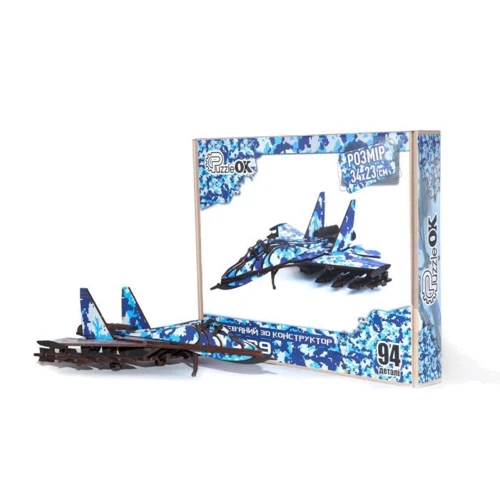 Дерев'яний 3D конструктор PuzzleOk Міг-29, 94 подітий. (PuzMig-00654)