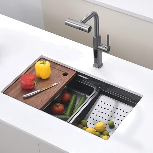 Кухонная мойка Lefton Single Bowl Honeycomb Embossed Anti-scratch Kitchen Sink-KS2201 Grey: Форма Прямоугольная