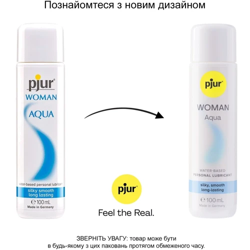 Лубрикант на водній основі Pjur Woman Aqua 100 мл, для інтенсивного ковзання, зволоження та догляду