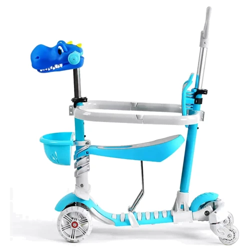 Самокат с родительской ручкой 5в1 Best Scooter Р-26311 голубой: Тип колес литые