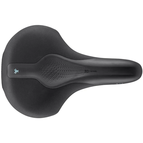 Сідло Selle Royal SCIENTIA R2 Relaxed, 3D skingel, оббивка Black gummy / Black mokka, 289х196мм, 485г, рейли сталь + Curva suspension, unisex, чорне: Матеріал рейки Сталь