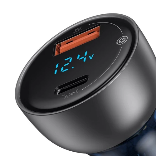 Зарядное устройство Baseus Car Charger USB+USB-C Particular Digital Display 65W with USB-C Cable Silver (CCKX-C0A): Кабель в комплекте отсутствует