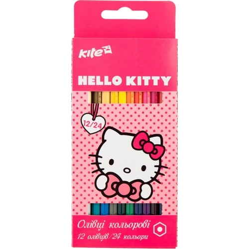 Олівці кольорові двосторонні Hello Kitty, 12 шт. / 24 кольори HK17-054