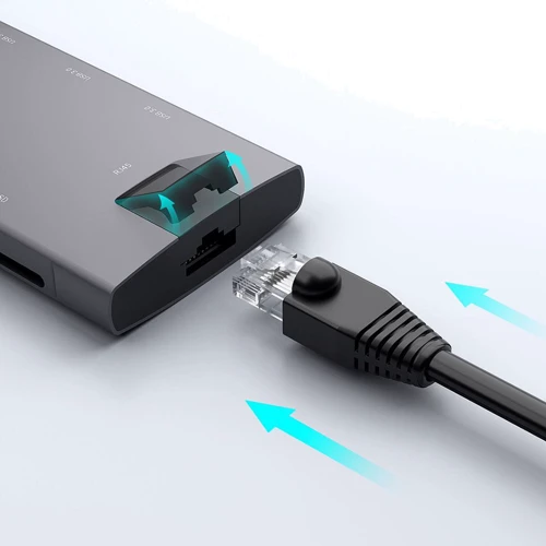 Адаптер Dynamode USB-C to HDMI 4K+Mini DisplayPort+ 3хUSB3.0+RJ45+USB-C Female+SD Grey фото 5