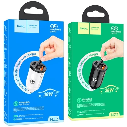 Зарядное устройство Hoco Car Charger USB+USB-C NZ2 Link PD+QC 4.8A 30W Black: Кабель в комплекте отсутствует