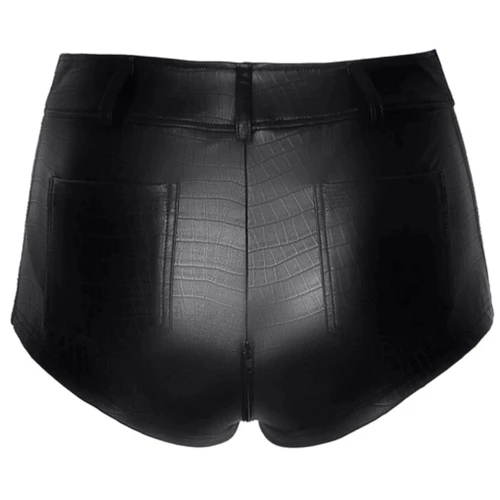 Шортики Noir Handmade F318 Wild crocodile printed wetlook shorts Вlack, XL