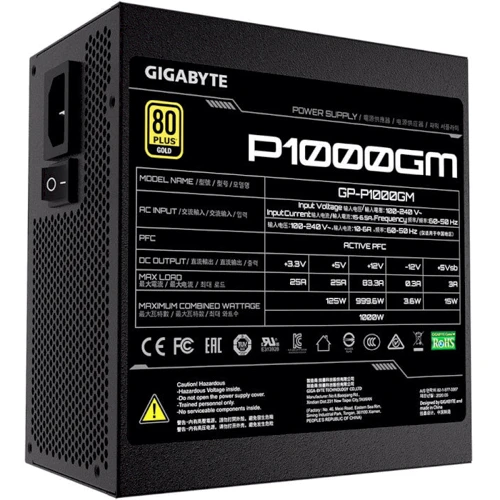 Блок живлення GIGABYTE P1000GM: Модульні (знімні) кабелю є