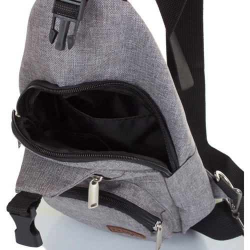 Мужская сумка-слинг DNK Leather серая (DNK-JOKER№2-BAG-7): Тип ручки Плечевой ремень, Без ручки