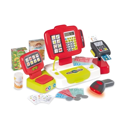 Электронная касса Smoby со сканером, терминалом и весами, красная, 3+ (350111)