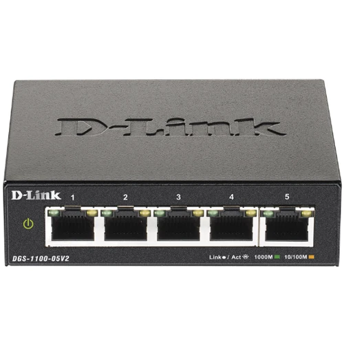 Мережевий комутатор Smart D-Link DGS-1100-05V2: Порти тільки Gigabit Ethernet (10/100/1000)