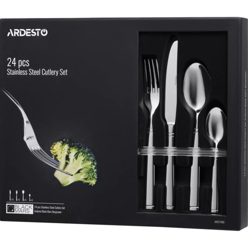 Набір столових приборів Ardesto Black Mars Bordeaux 24 пр. (AR0724BS)